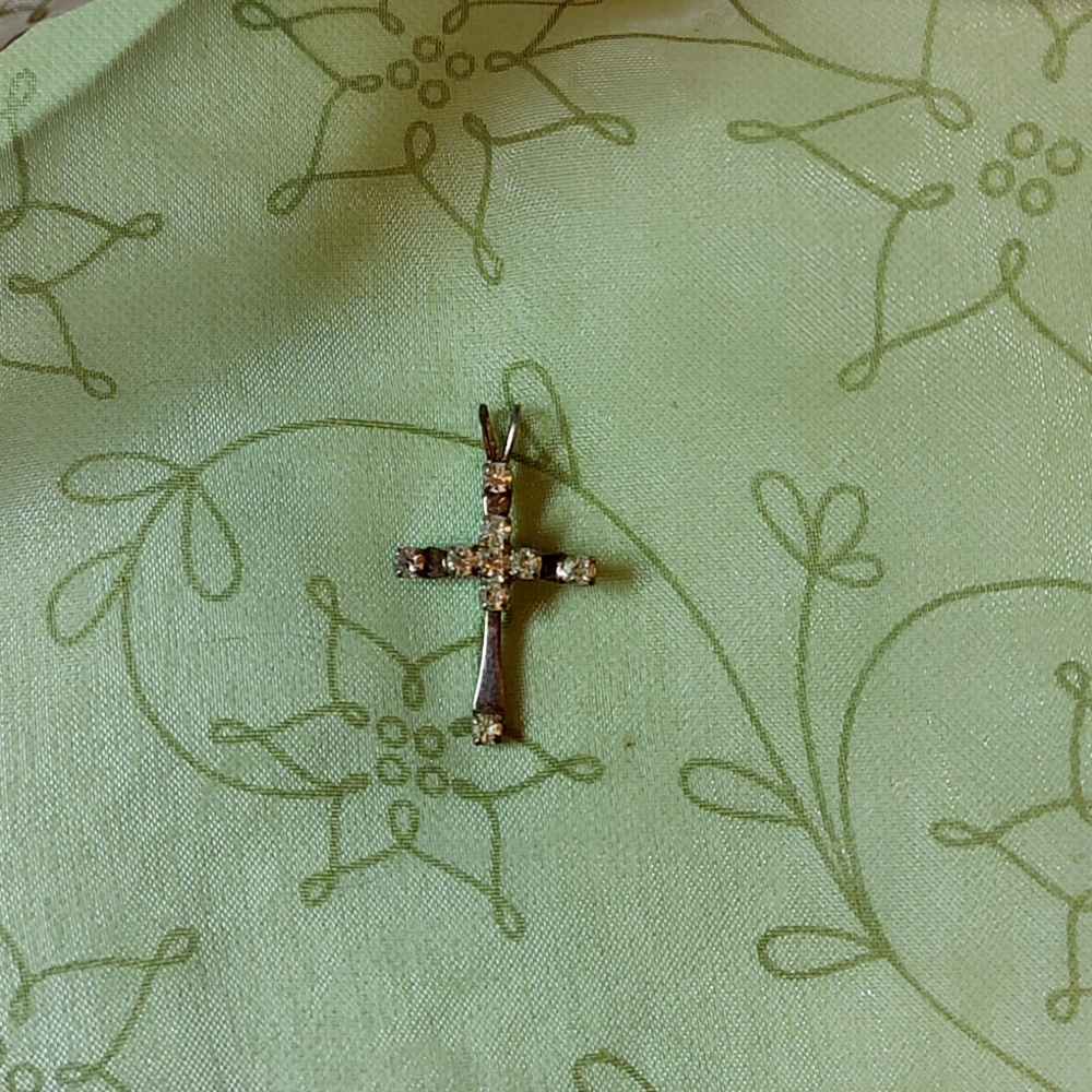 Silver Cross with Crystals